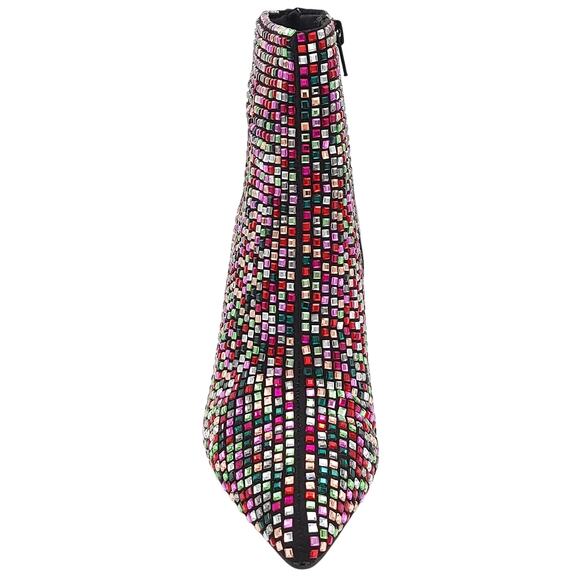 Wild Pair Women Ingrid Block Heel Ankle Bootie Size US 5M Multi Bling Rhinestone - Picture 4 of 7